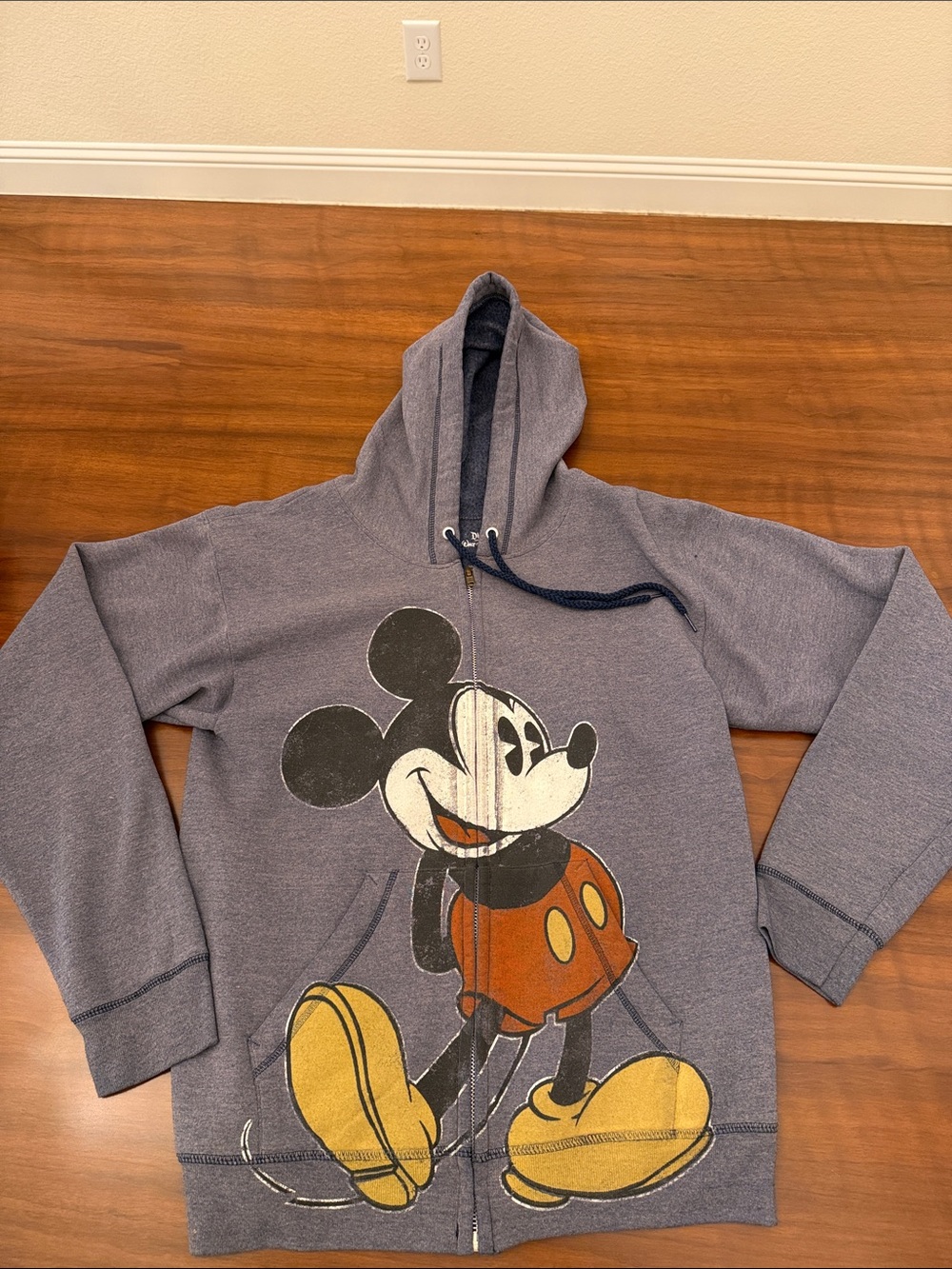 Disney Blue Zip-Up Hoodie with Vintage Mickey Graphic